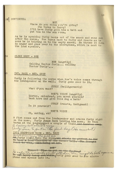 Moe Howard's 31pp. Script Dated November 1938 for The 1939 Three Stooges Film ''Calling All Curs'' -- Numerous Annotations in Moe's Hand Throughout -- Very Good Condition